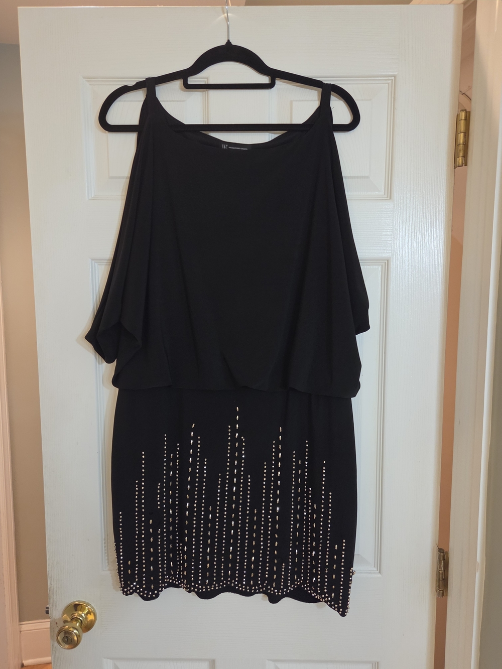 INC International Concepts Black Dress with Gold Stud Detailing